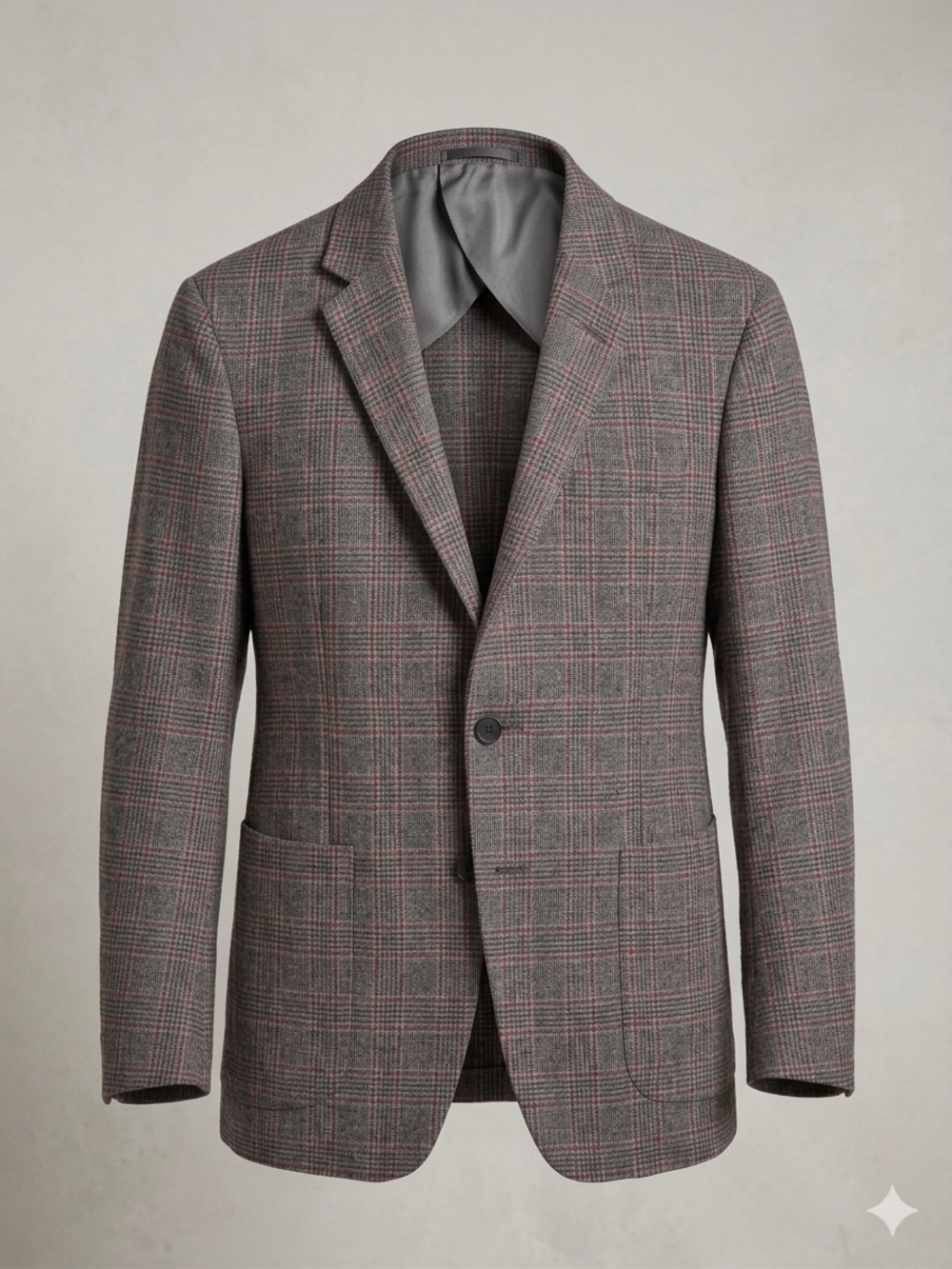 Pal Zileri Grey Plaid Sport Coat with Red Windowpane